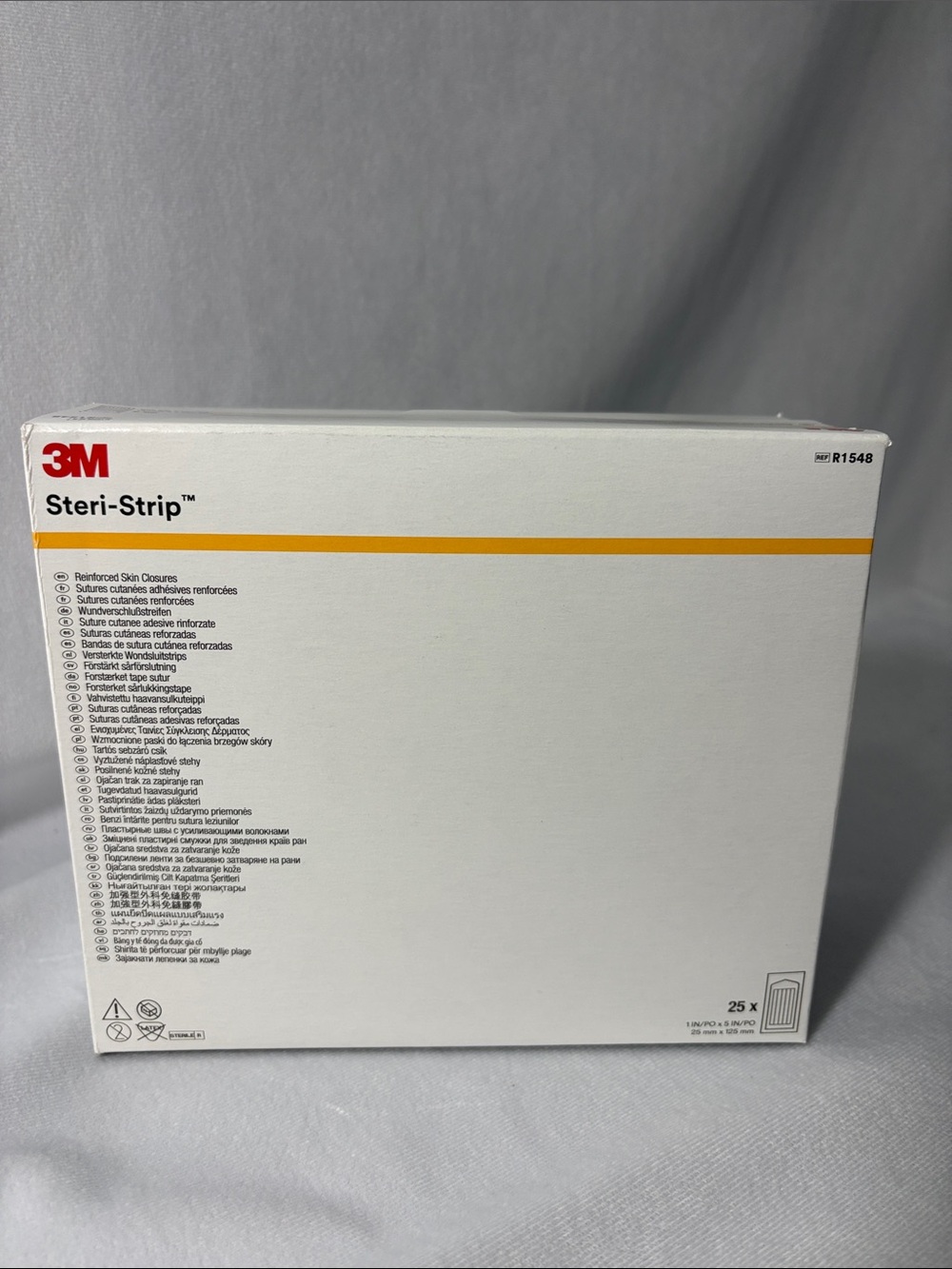 3M Steri-Strip Reinforced Skin Closures - 1x5 Inch- Brand New Box of 25 packets.